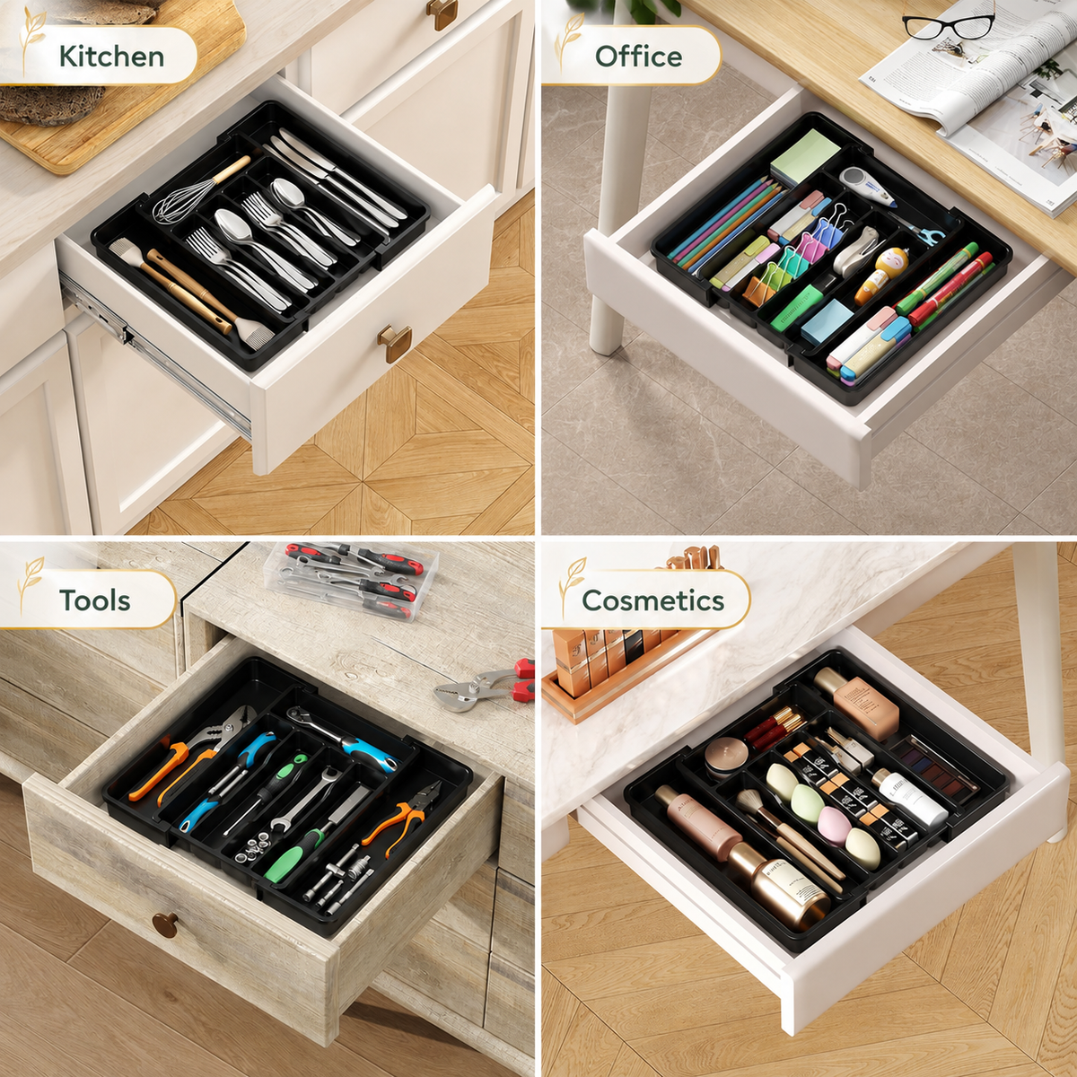 Adjustable Drawer Organizer Tray