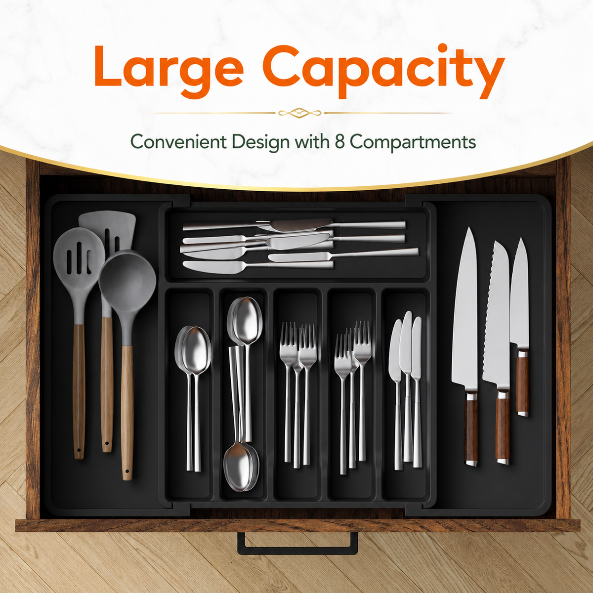 Adjustable Drawer Organizer Tray