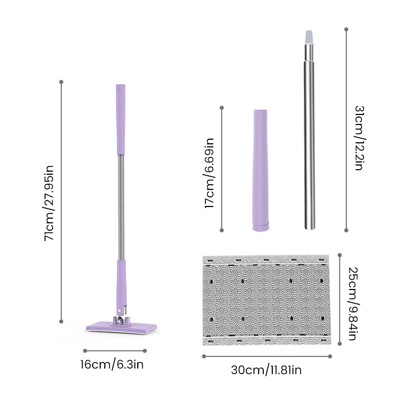 Flat Floor Mop with Dust Cloth Clip
