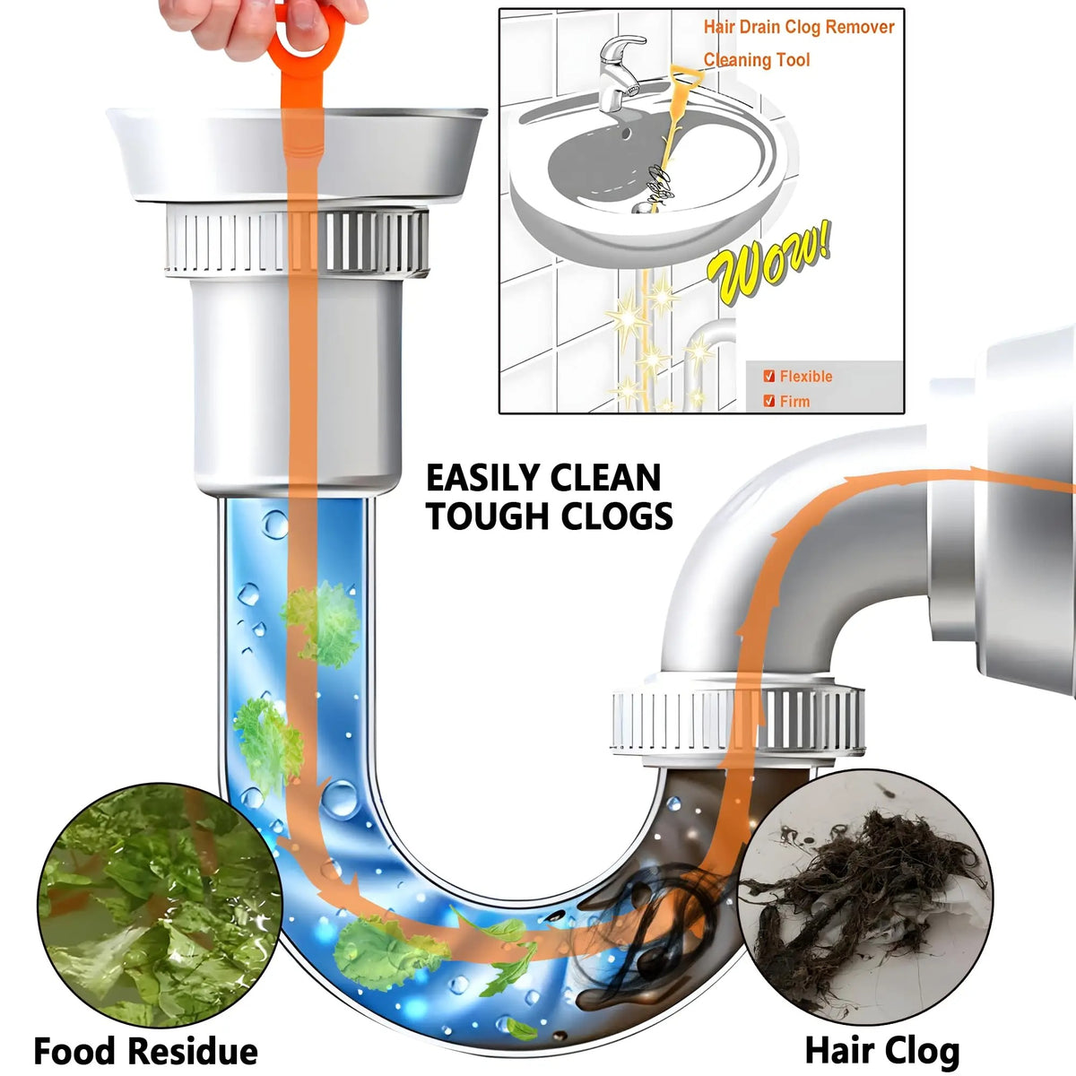 Flexible Drain Clog Remover Tool