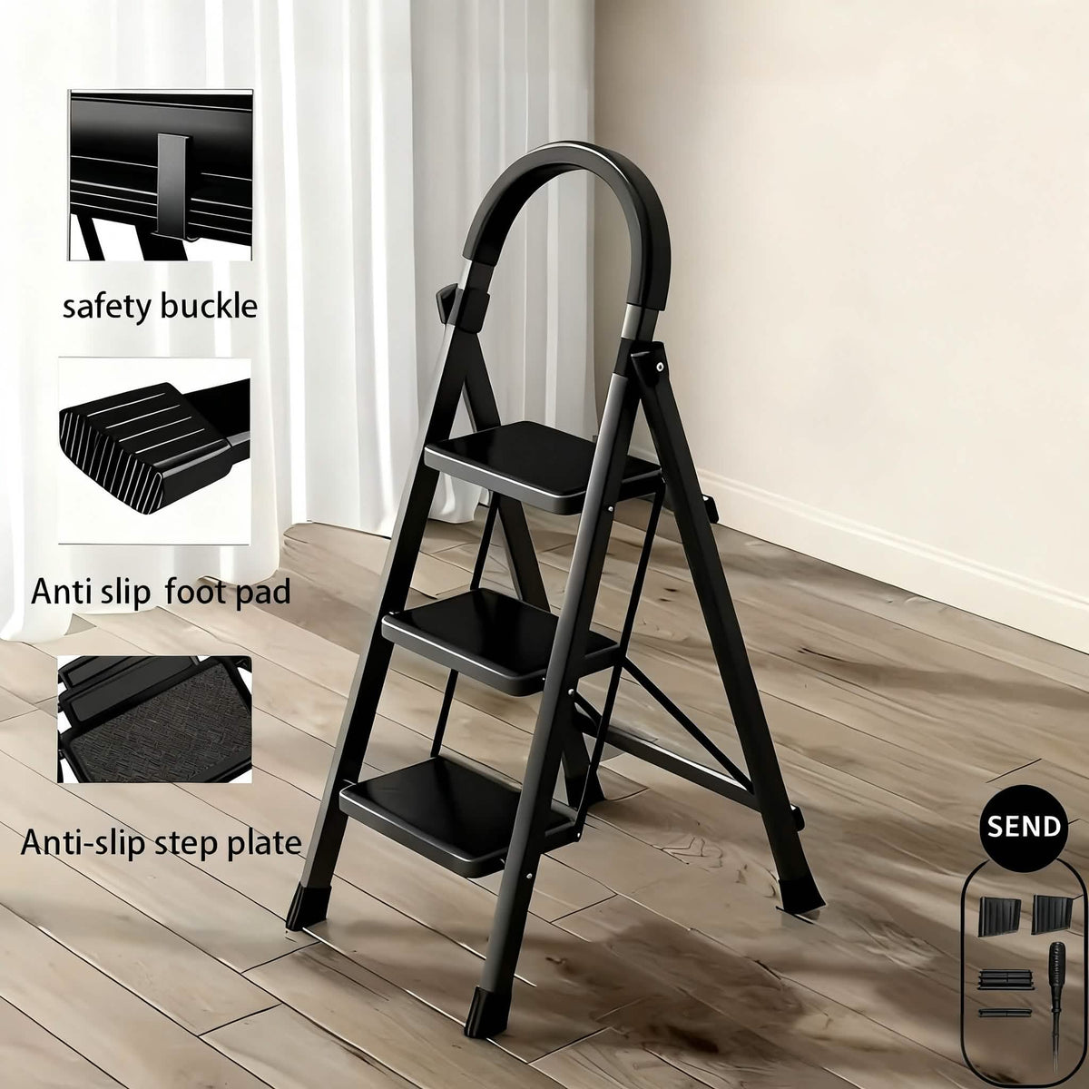 Folding Step Ladder with Safety Handle