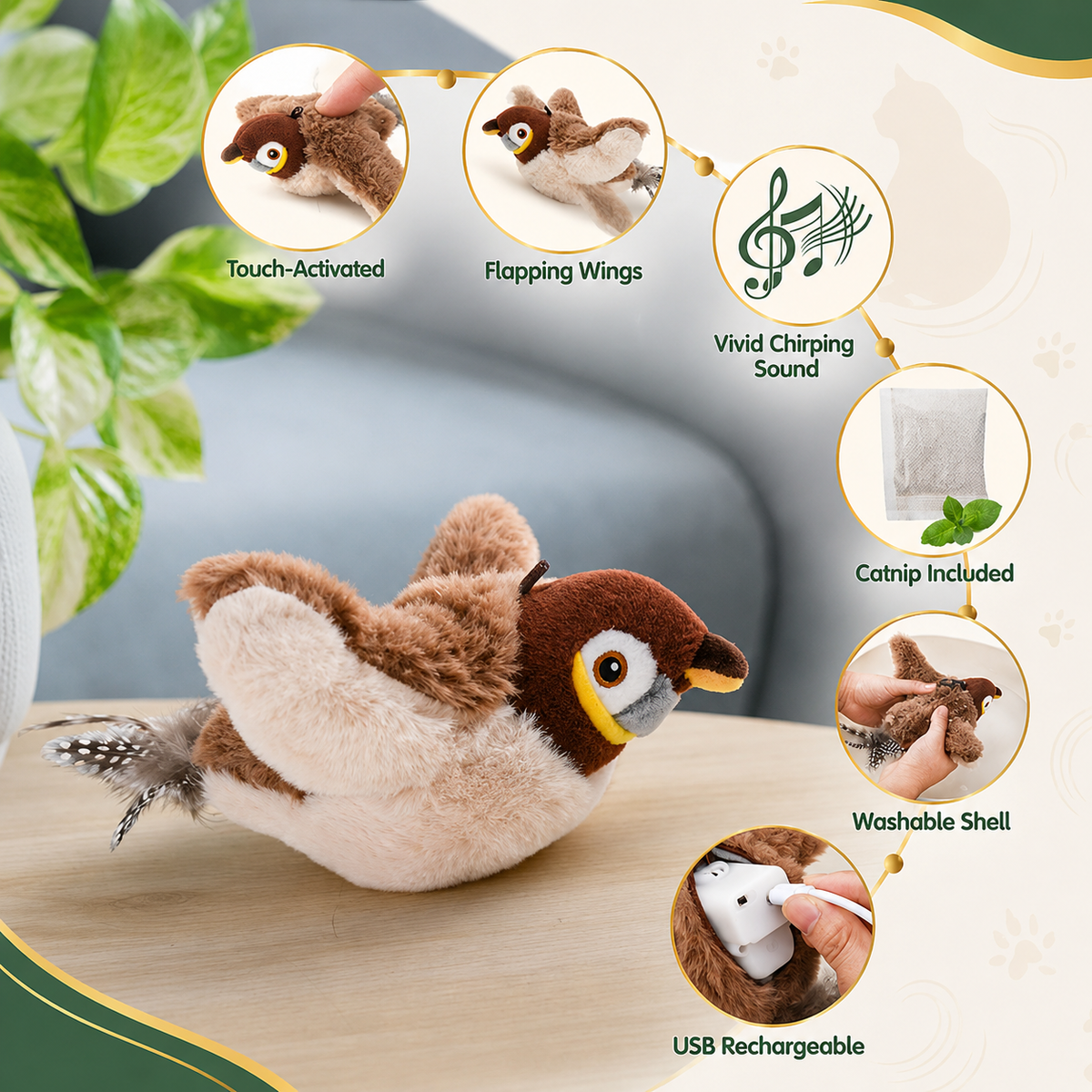 Interactive Plush Cat Toy